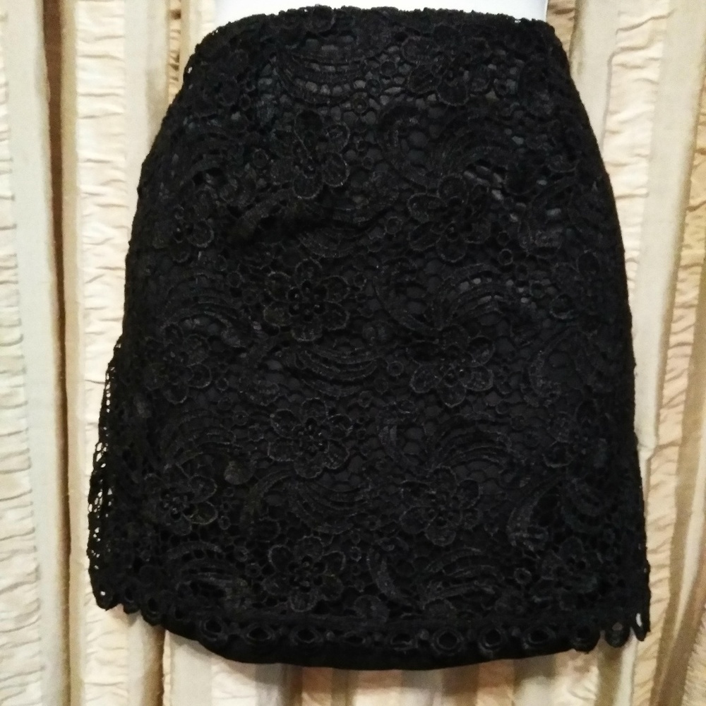 Small XXI Black Crochet Lace Skirt